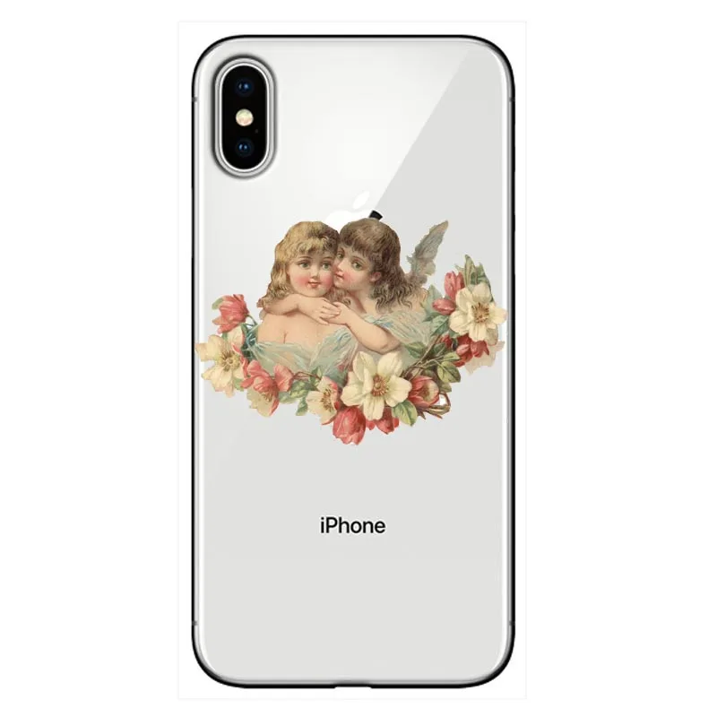 Transparent phone case for iphoneX XS XR XSMax 7 8 Plus 5 11 11PRO MAX SE 6 6s Vintage Oil Painting Style Cute Little Angel | Мобильные