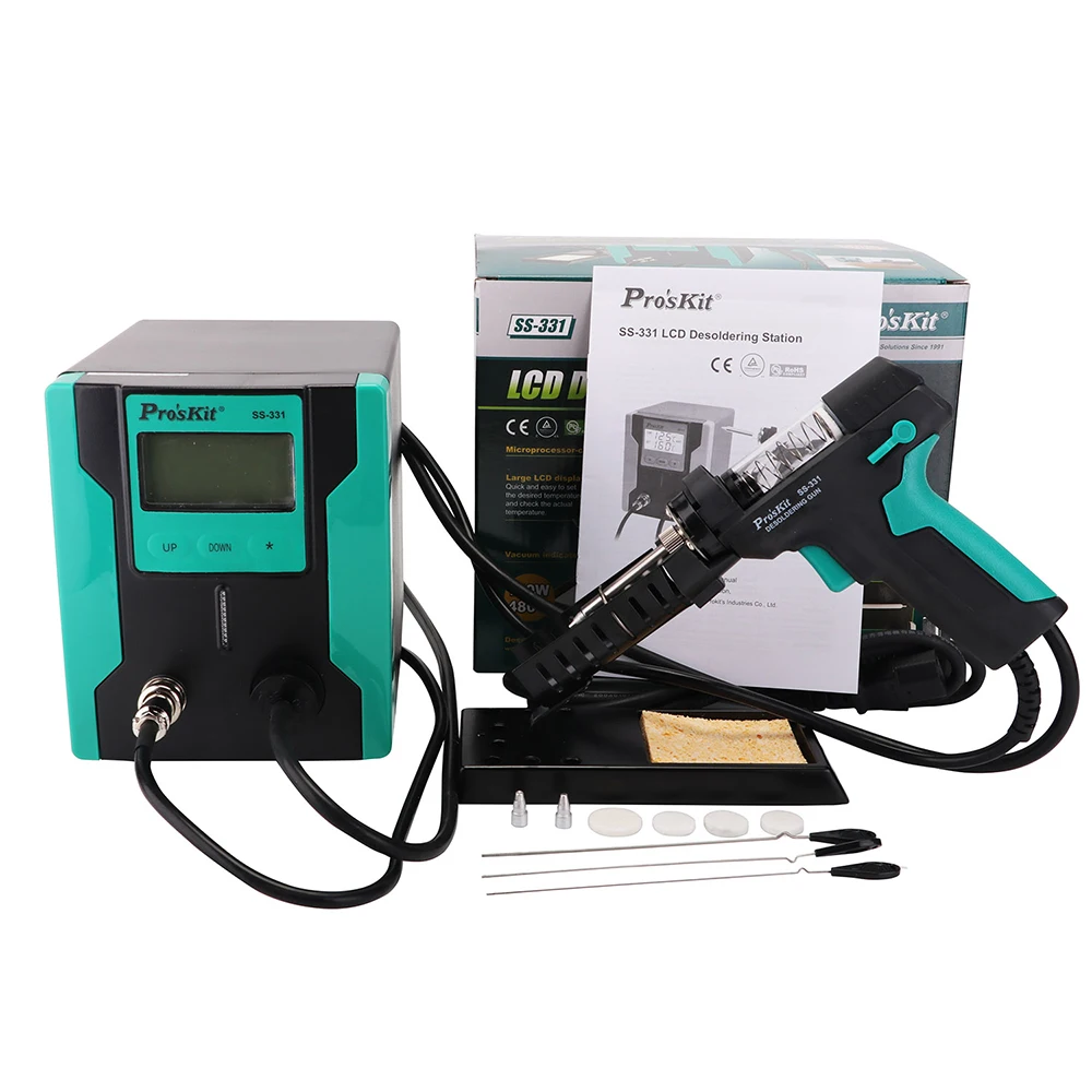 Qsunrun выпуск Pro'sKit SS-331H ESD lcd цифровой электрический насос для распайки BGA всасывающий вакуумный припой присоска пистолет