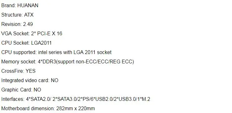 Материнская плата huanan Zhi V2.49 X79 LGA2011 ATX combos 4x4G 1333Mhz 16GB USB3.0 SATA3 PCI-E NVME M.2 SSD порт Поддержка процессора