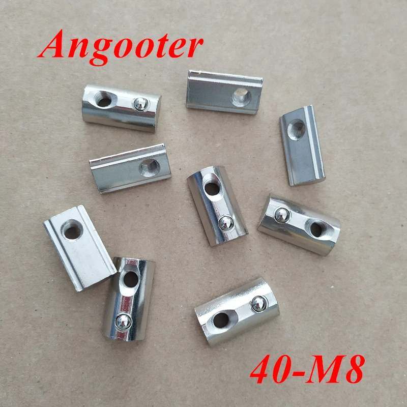 

50pcs 40-M8 T Spring Nuts Thread M8 Round Elasticity Slot Nut for 4040 series Aluminum Extrusion Profile Slot 8