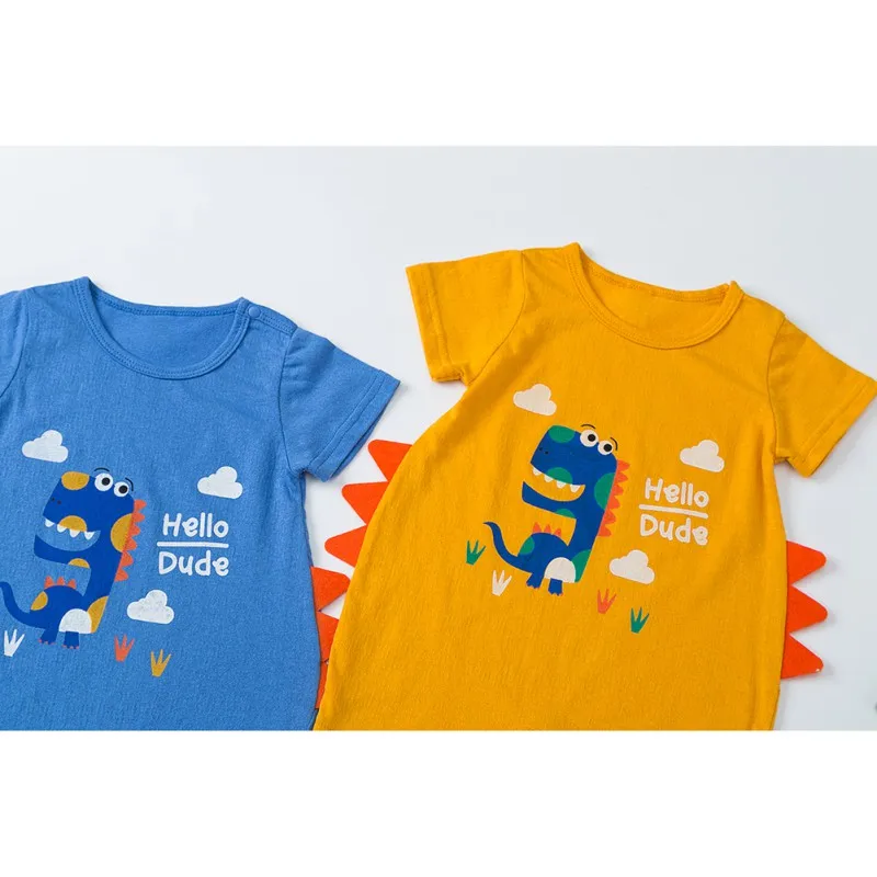 Летний комбинезон с короткими рукавами и принтом животных для маленьких девочек