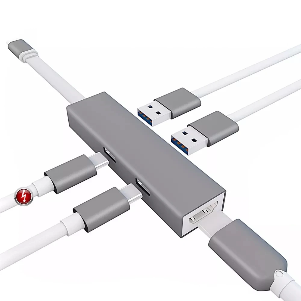 5 в 1 концентратор USB 3 Type C с 4K HDMI + 2 PD зарядным адаптером порта 0 для MacBook Pro|USB-хабы| |