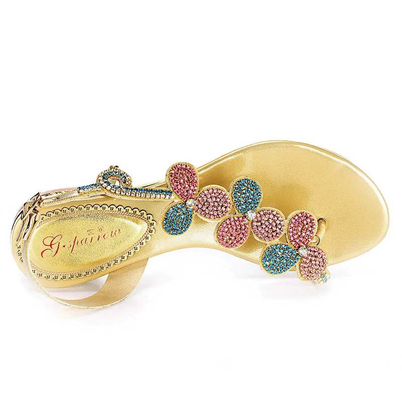 New Summer Style Sexy High Quality Elegant Women's Shoes Leather Heels Rhinestones Flip-Flops Sandals Casual Wedding Size 11