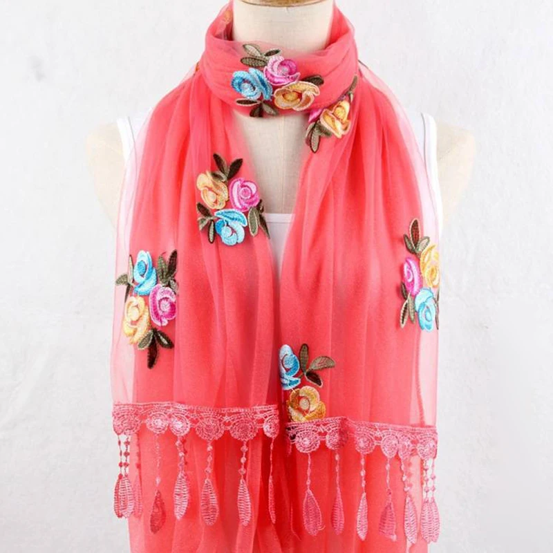 Шарф с розами модный красный/белый/фиолетовый/синий шарф кулоном 8 видов цветов