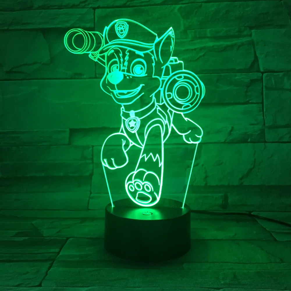 Большая распродажа патрулирование 3D светодиодный ночник собака Doggy мальчик Glow 7