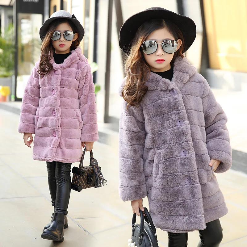 Girls Winter Coats 2019 Baby Hooded outerwear Thick Fluff Warm Coat Children Clothes Kids Velvet Outerwear | Детская одежда и