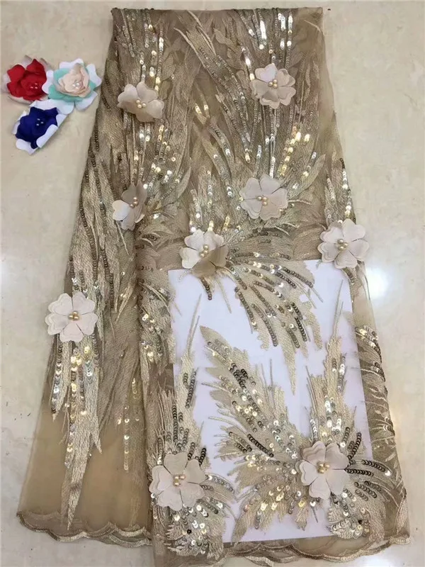 5 ярдов мода французский нигерийские кружева ткани Высокое качество Блестки Тюль