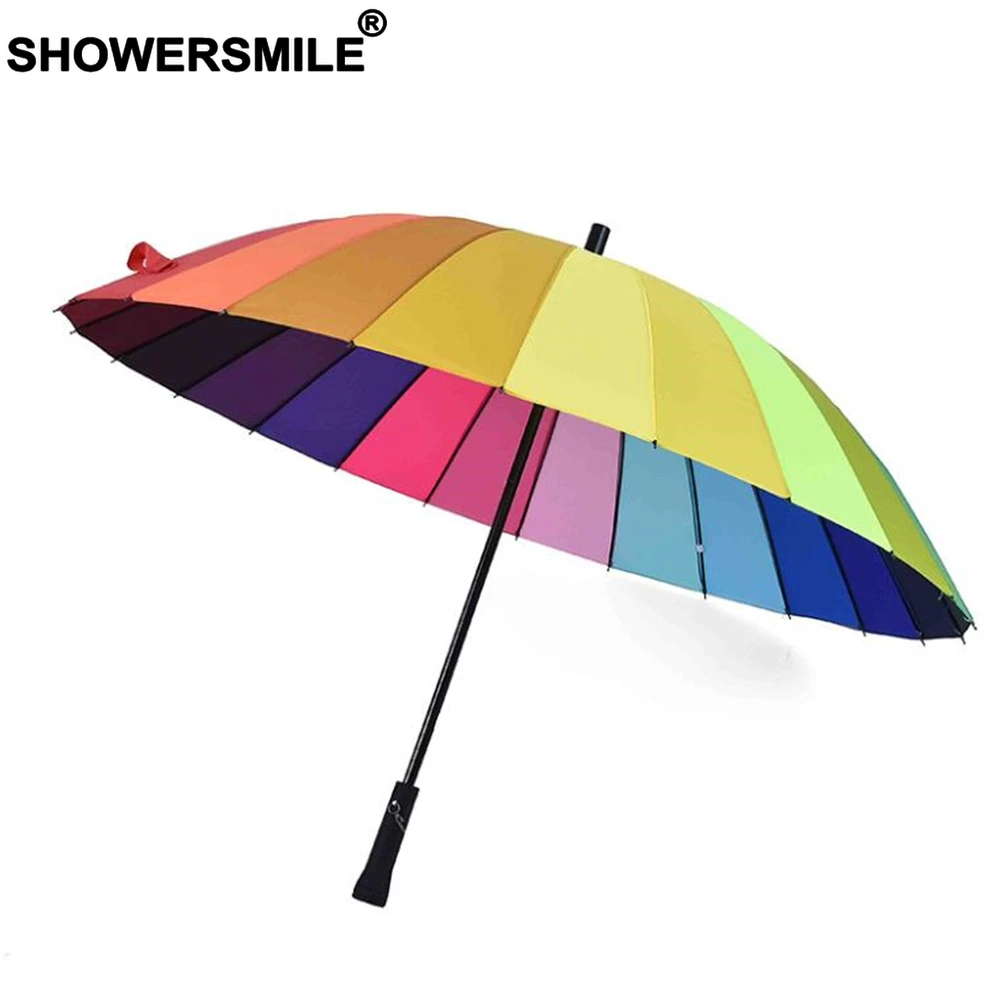 SHOWERSMILE зонтик от дождя дождь женский красочный 24 к ветрозащитная длинная ручка