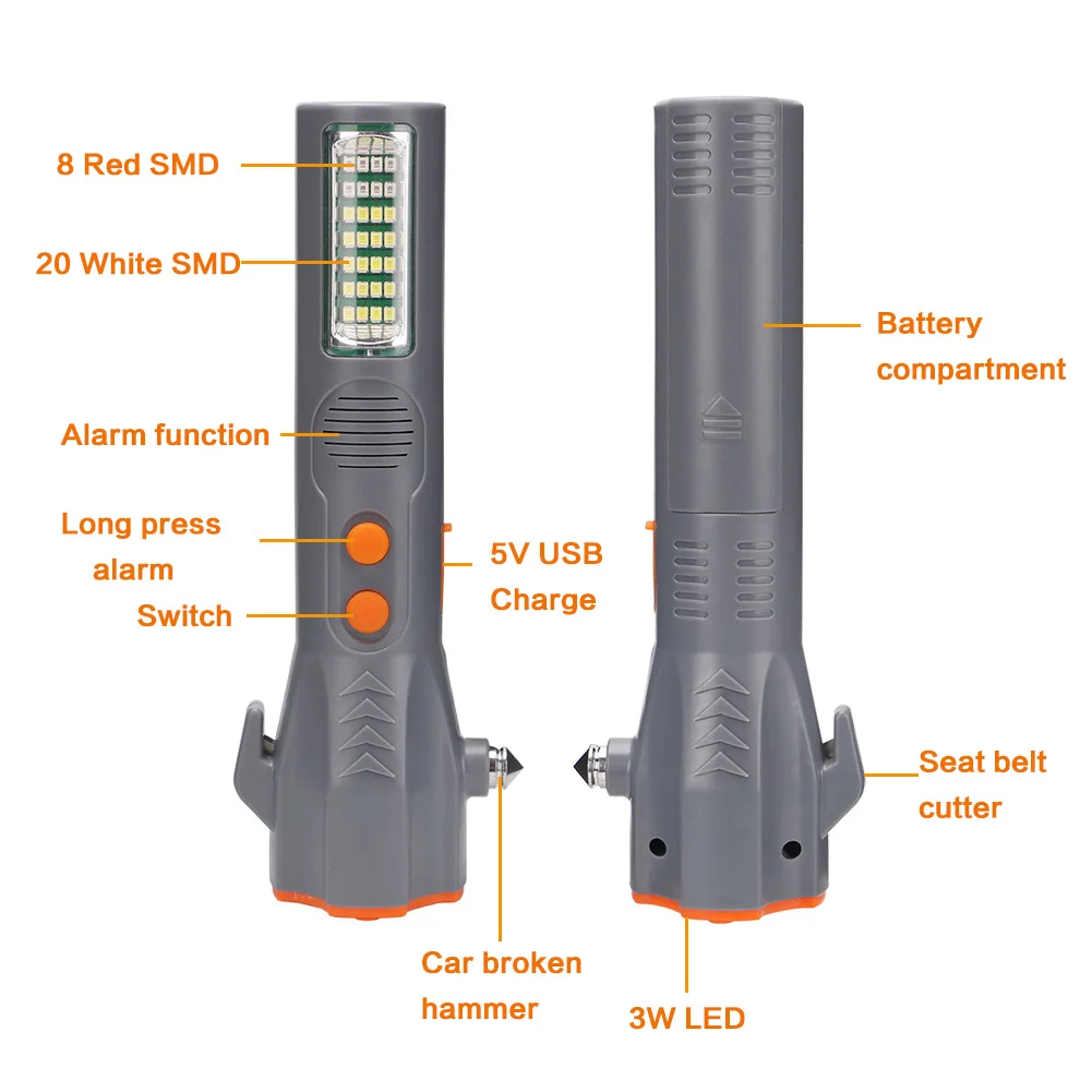Многофункциональный аварийный фонарик 18650 с зарядкой от USB многофункциональные