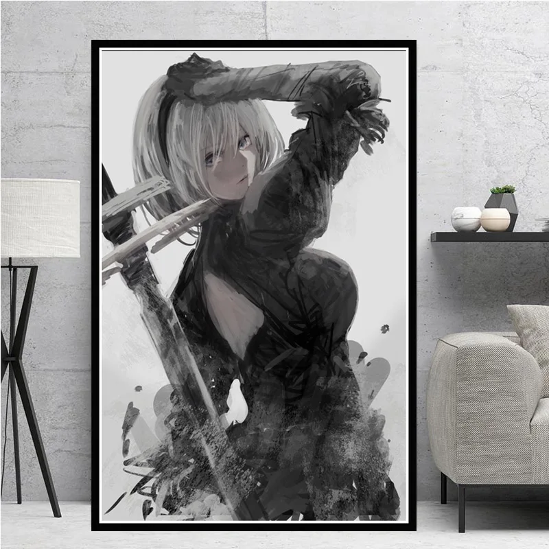 Hot NieR Automata Fight Game Girl Japan Anime Oil Canvas Painting Poster Prints Wall Art Pictures Living Room Home Decoration | Дом и сад