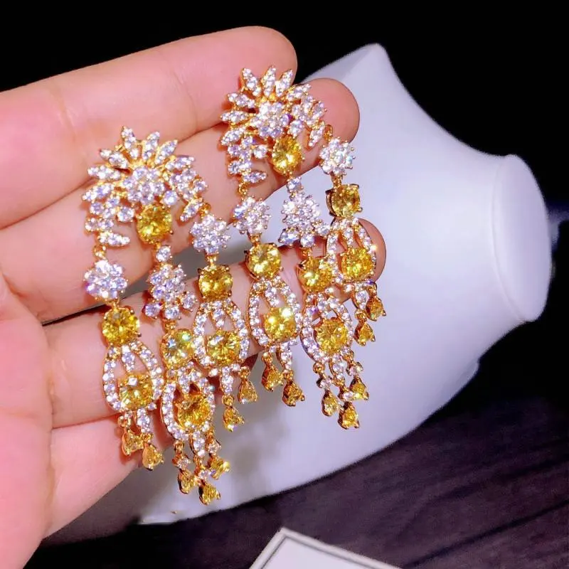 SINZRY фианит bling преувеличены кисточкой серьги-капли Творческий Элегантные вечерние свадебные серьги Свадебные ювелирные изделия подарок