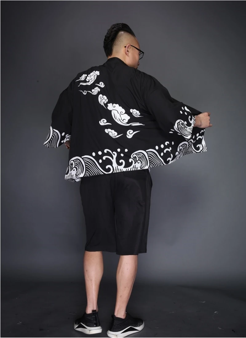 Yukata haori, мужское японское кимоно, кардиган, мужской костюм самурая, одежда, кимоно, куртка, мужское кимоно, рубашка yukata haori TZ2007