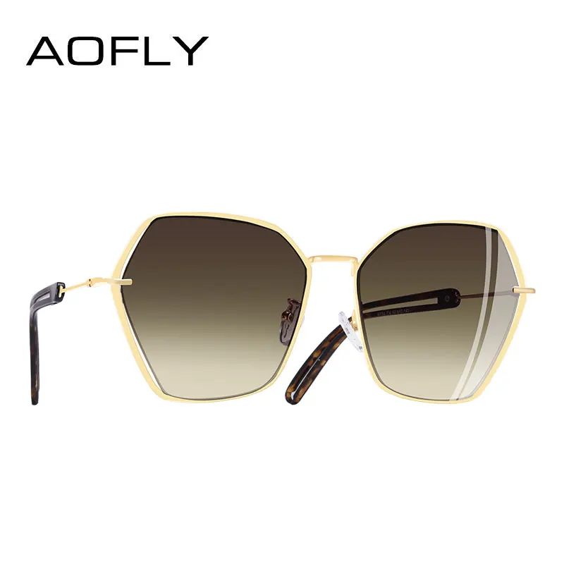 AOFLY, фирменный дизайн, винтажные женские солнцезащитные очки, металлическая оправа, полые Солнцезащитные очки, UV400, большие очки, A134