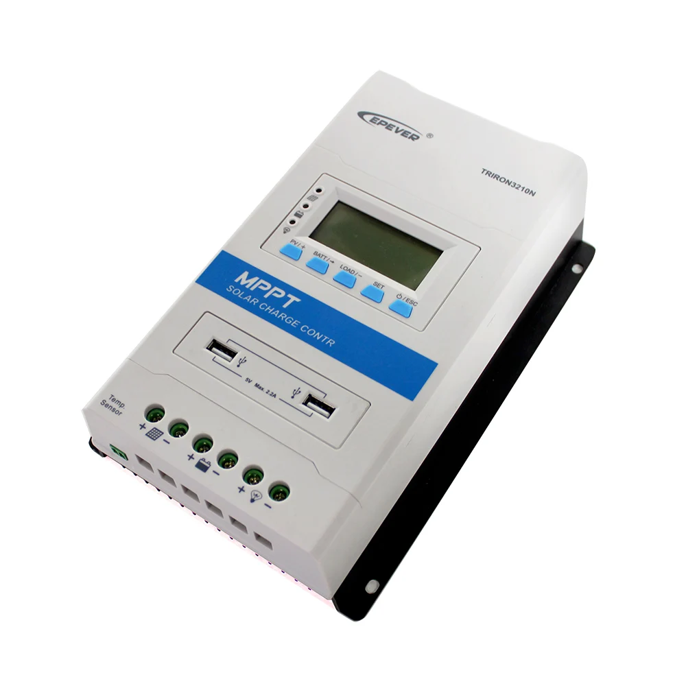 EPever Triron3210N 30A со слежением за максимальной точкой мощности, Солнечный Контроллер заряда 12V 24V Подсветка ЖК-дисплей солнечный регулятор 100 в PV Вход общий отрицательный DS2+ UCS