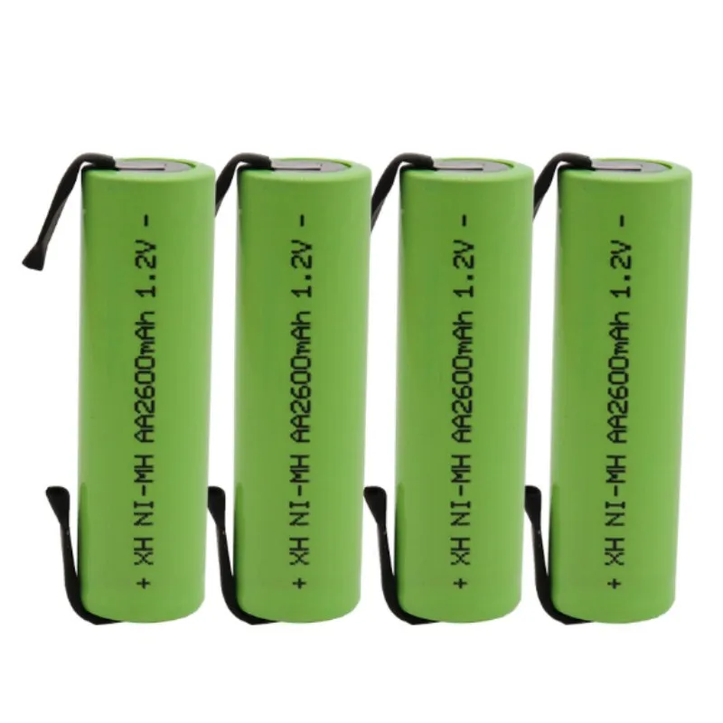 1,2 V AA Ni-MH перезаряжаемая батарея 2600mah nimh cell Green shell со сварочными вкладками для Электробритва Philips, зубной щетки
