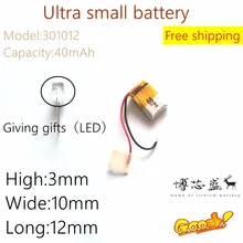 Ультра маленькая батарея 3,7 V 40mAh литий-полимерная литий-ионная аккумуляторная батарея lipo батарея для Mp3 Mp4 PAD DVD DIY bluetooth headep