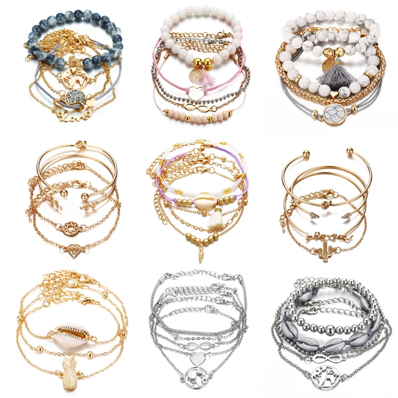 Boho браслет черепаховое сердце ракушка звезда луна бант карта кристалл из бисера