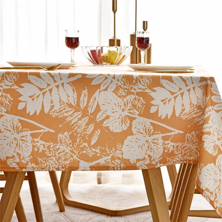 Оранжевая скатерть белые листья Tafelkleed Настольная Крышка Mantel De Mesa многофункциональная набивная покрытая Ткань подгузник