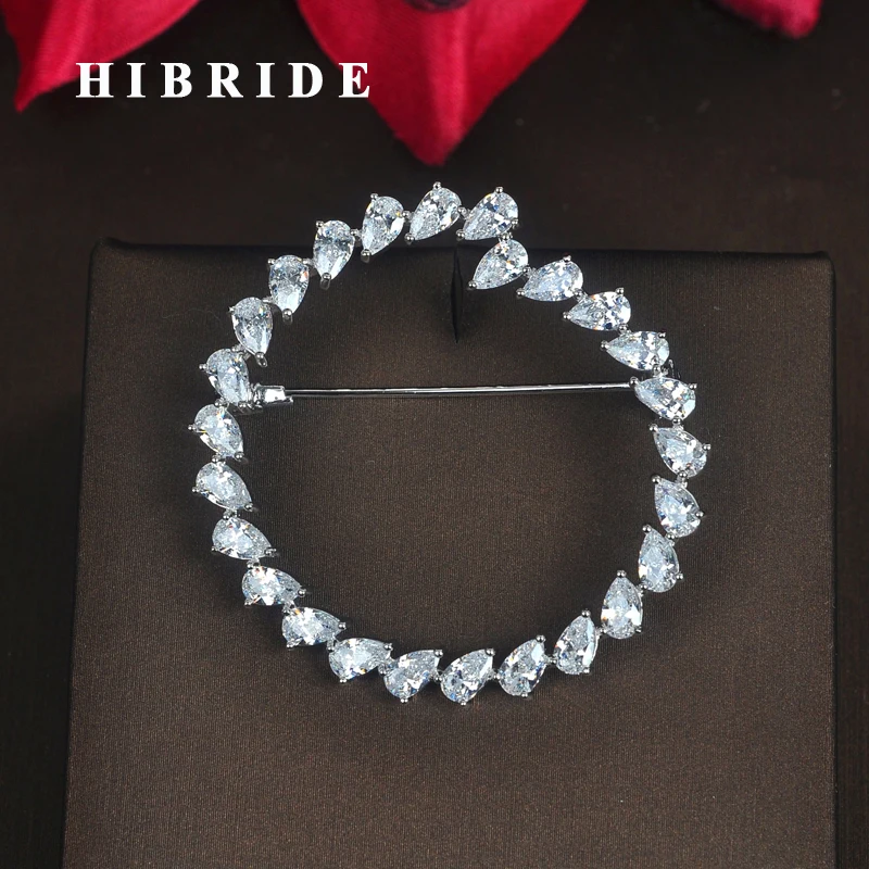 

HIBIRDE Elegant Crystal Full Cubic Zirocnia Pave Women Brooches For Fashion Dress Accessories Gifts Wholesale Price BC-009