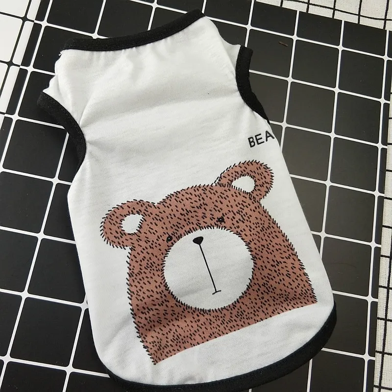 Bear Жилет для собак с принтом животных из мультфильма дизайнерская летняя футболка для собак Одежда для домашних животных эластичная одежда для маленьких и средних собак для маленьких собак - Цвет: Bear