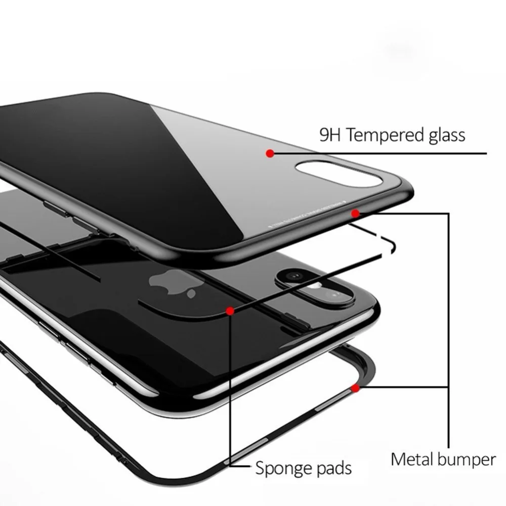 Магнитный адсорбционный чехол для телефона для iPhone 11 11 Pro Max XS XR закаленное стекло магнит флип-чехол для iPhone 8 8 Plus 6 6S