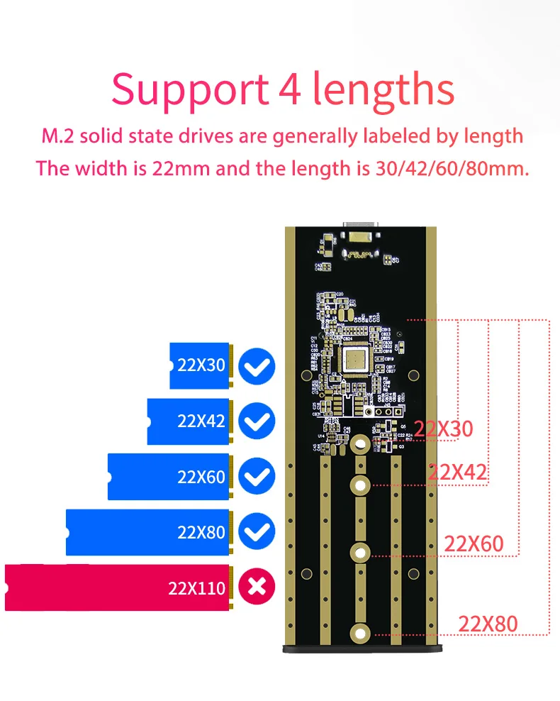 usb3.1 type-c ssd чехол конвертер PCIE msata NVME жесткий диск корпус алюминиевый ssd Корпус чехол
