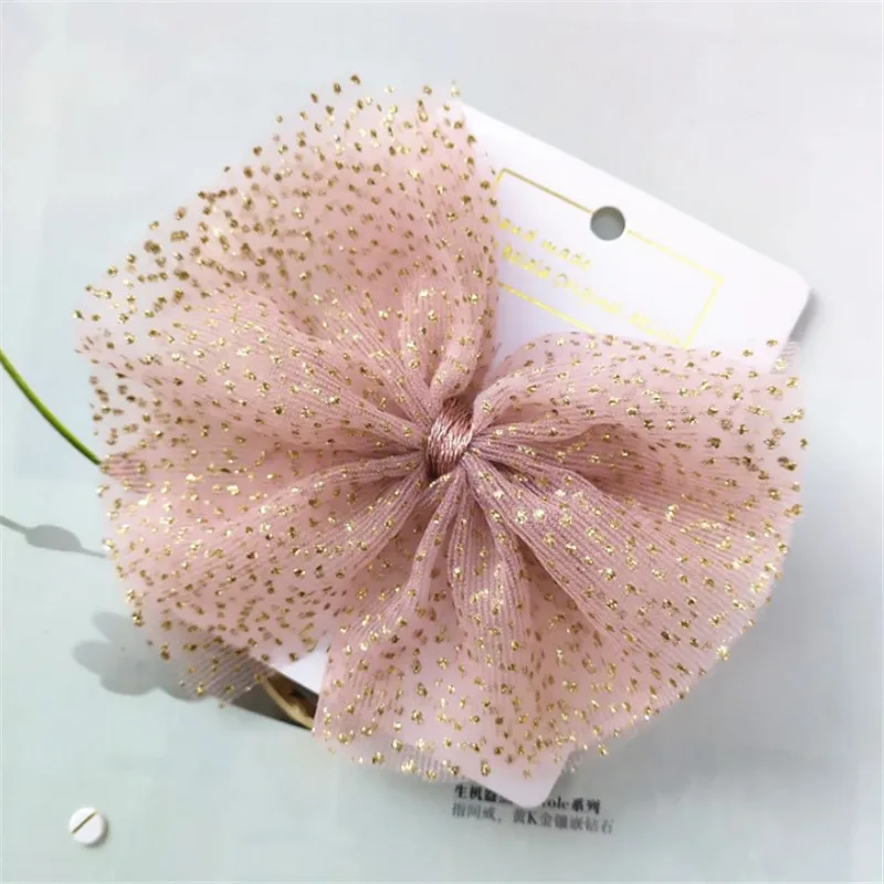 15 шт./лот блестящий бант аксессуары и клипсы для волос девочек 2 слоя кружево