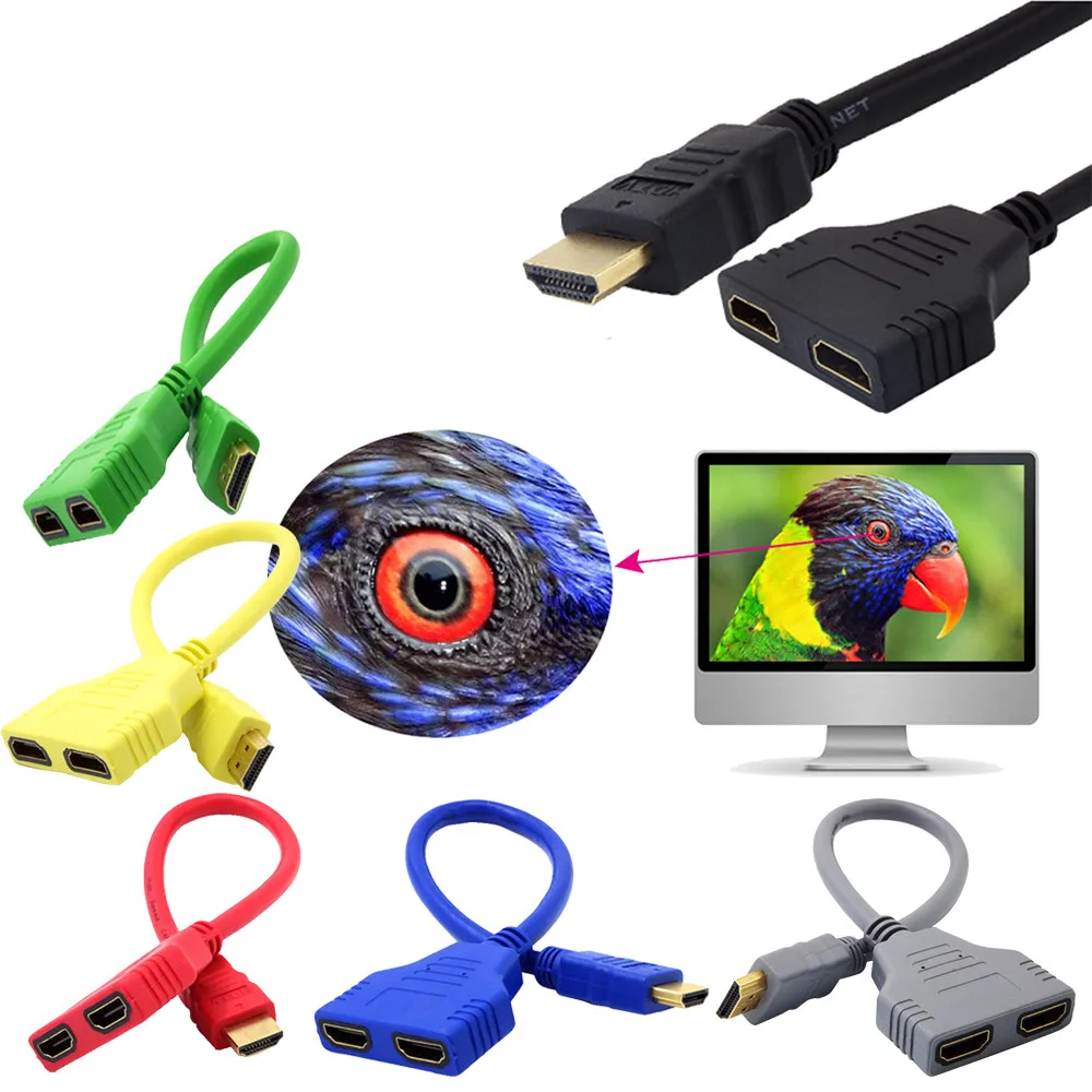 HDMI 1 2 раздельный двойной сигнальный адаптер кабель конвертера для видео ТВ HD tv