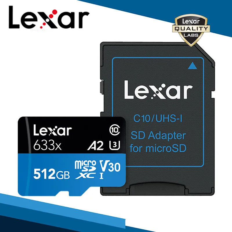 Lexar 633x Micro SD карта 512 16 ГБ 32 ГБ 64 Гб 128 ГБ SDHC SDXC высокая скорость до Макс 95 м/с Flash Micro SD для GOPRO Drone - Емкость: 512GB