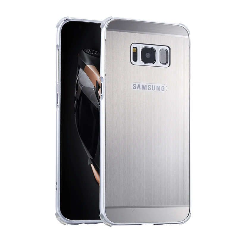 For Samsung Galaxy S8 Case Plating Metal Frame with Brushed Back Cover Hard Phone for Plus G9550 G9500 | Мобильные телефоны и