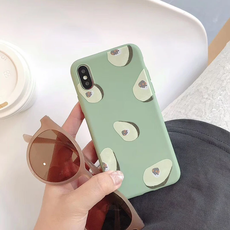 Летние чехлы с фруктами авокадо и персиком для iphone XR, милые чехлы для телефонов с буквами для iphone XS Max 6 6S 7 8 Plus, мягкая задняя крышка из ТПУ