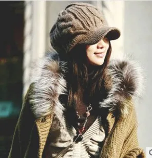 Утолщенная вязаная шерстяная шапка для женщин 2013 Супер теплая универсальная