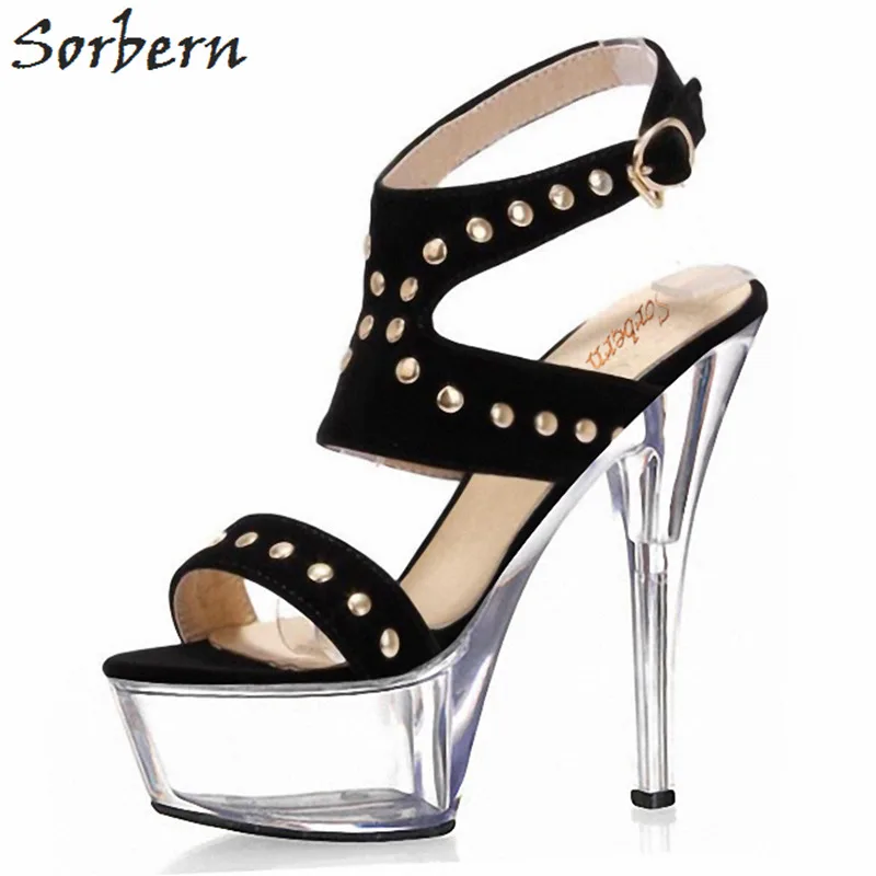 

Sorbern 15Cm Clear Heels Shoes Women Summer Sandal High Heels Rivets Women Shoes Size 11 Heels For Women Runway Shoes Women
