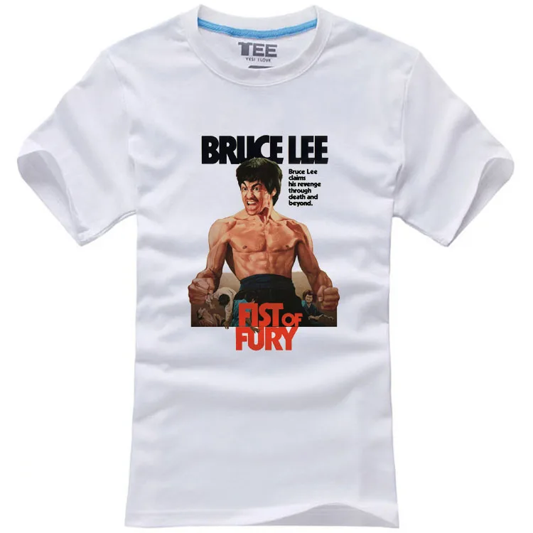 Летняя футболка в китайском стиле кунг фу Вин Чун Брюс Ли Fist FURY хлопковая мужская