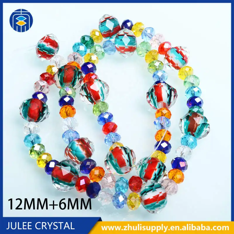 12mm mix 6mm Женский Diy браслет цветок Rondelle граненые бусины стеклянные бусины лэмпворк для изготовления ювелирных изделий - Цвет: 12mm mix 6mm