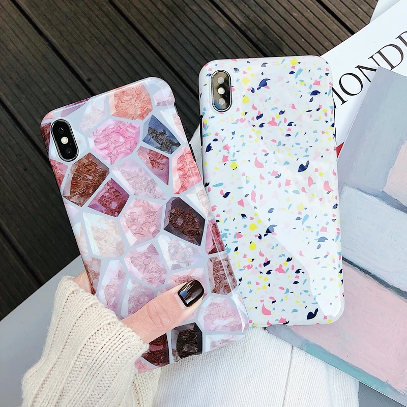 Чехол для iphone x с цветочным рисунком и керамической плиткой Жесткий 6 6s 7 8 9 plus xs xr max
