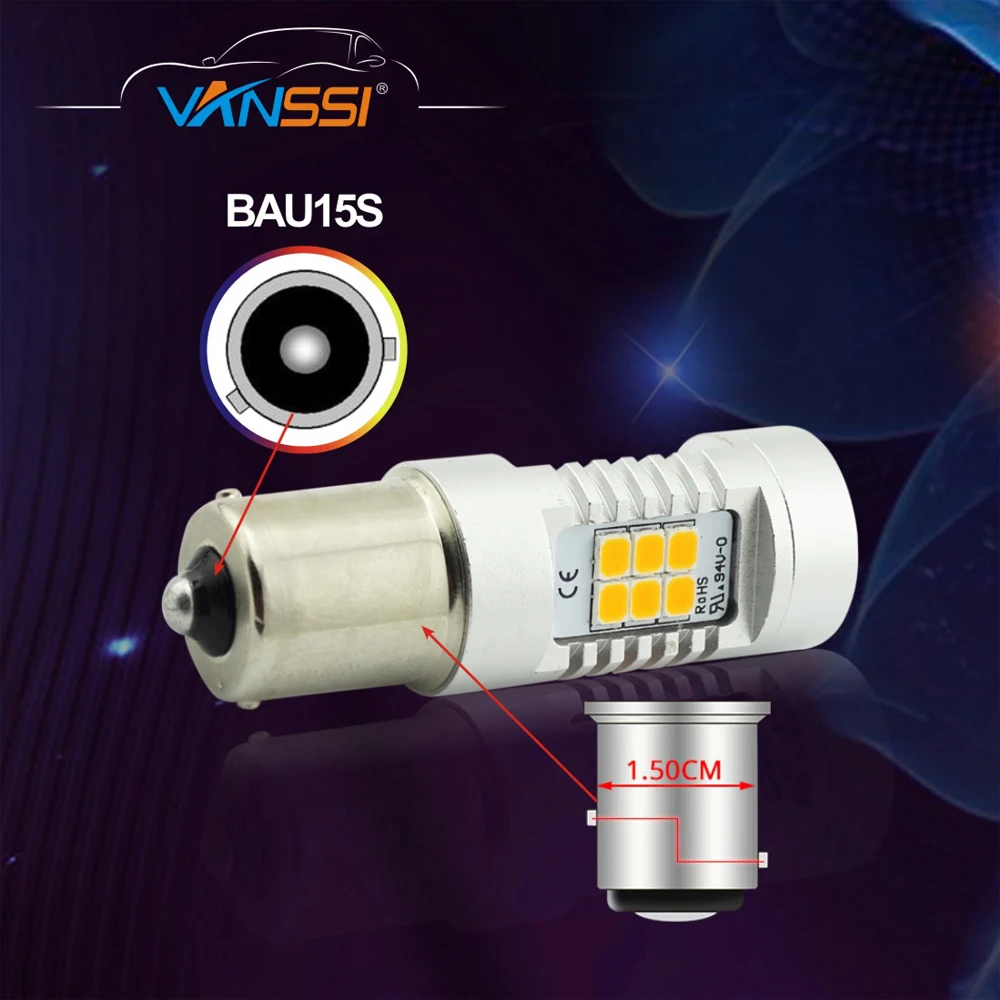 VANSSI 2 шт. супер яркий 1260lm Bau15s 7507 PY21W светодиодный лампы желтый/белый 21-SMD светодиодный поворотник мигалки лампы 12-24V