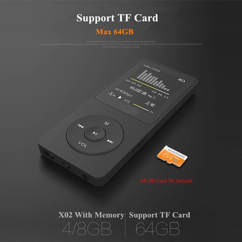 DOITOP 1 8 дюймовый экран Портативный 8G MP3 без потерь HIFI радио бас музыкальный плеер