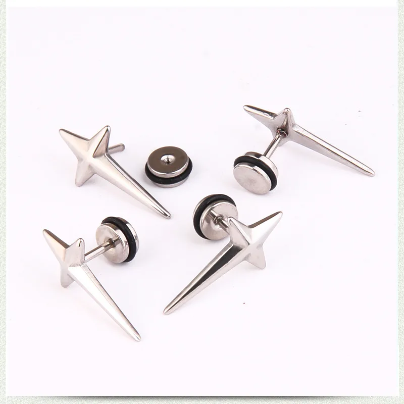 1 пара из 2 предметов в стиле панк Титан Сталь крест мужские серьги гвоздики для