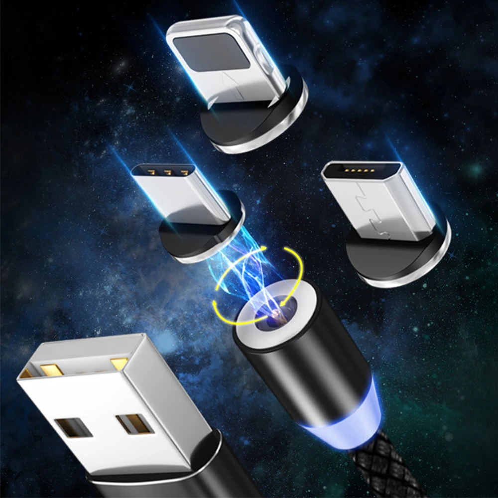 Магнитный зарядный кабель для iPhone X XS 6 7 8 Samsung 2A Плетеный телефонный Android Huawei Micro USB