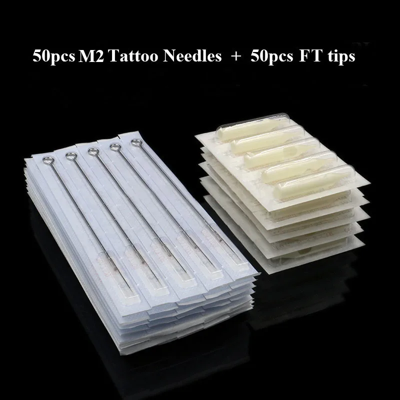 

50Pcs 5/7/9/11/13/15M2 Size Tattoo Needles and 50pcs 5/7/9/11/13/15F Size White Disposable Tattoo Tips Tattoo Kit Free Shipping