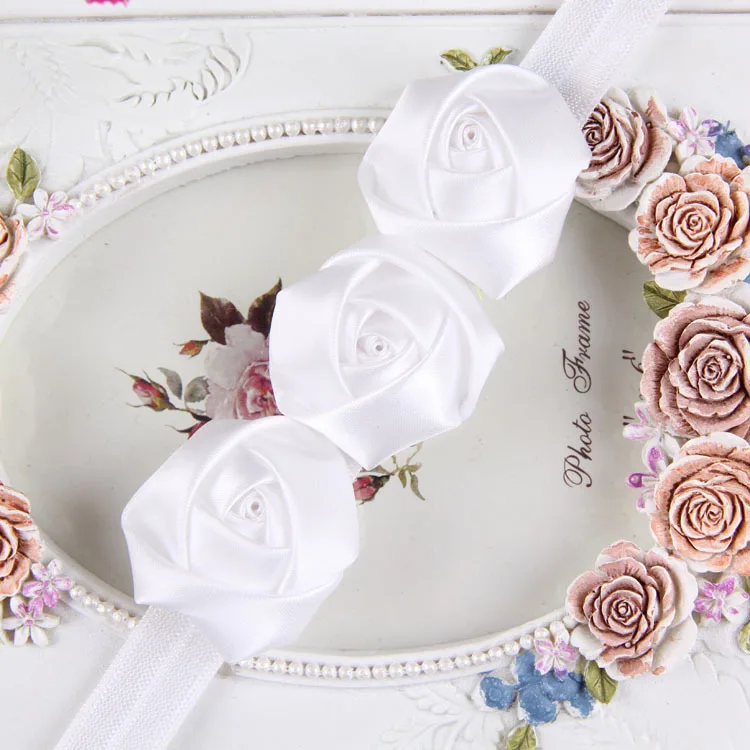 Новые детские украшения для волос повязки на голову три цветка атласная роза