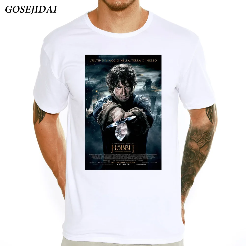 Модель 2017 года эластичная Мужская футболка с принтом фильм Хоббит Летняя