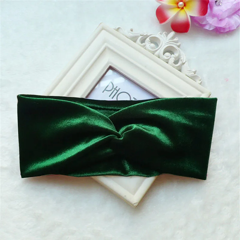 9cm Green Распродажа, зимняя теплая вязаная повязка на голову с ушками, тюрбан для женщин, бархатный бант, широкая эластичная повязка для головы, повязка на голову, аксессуары для волос - Цвет: 9cm Green