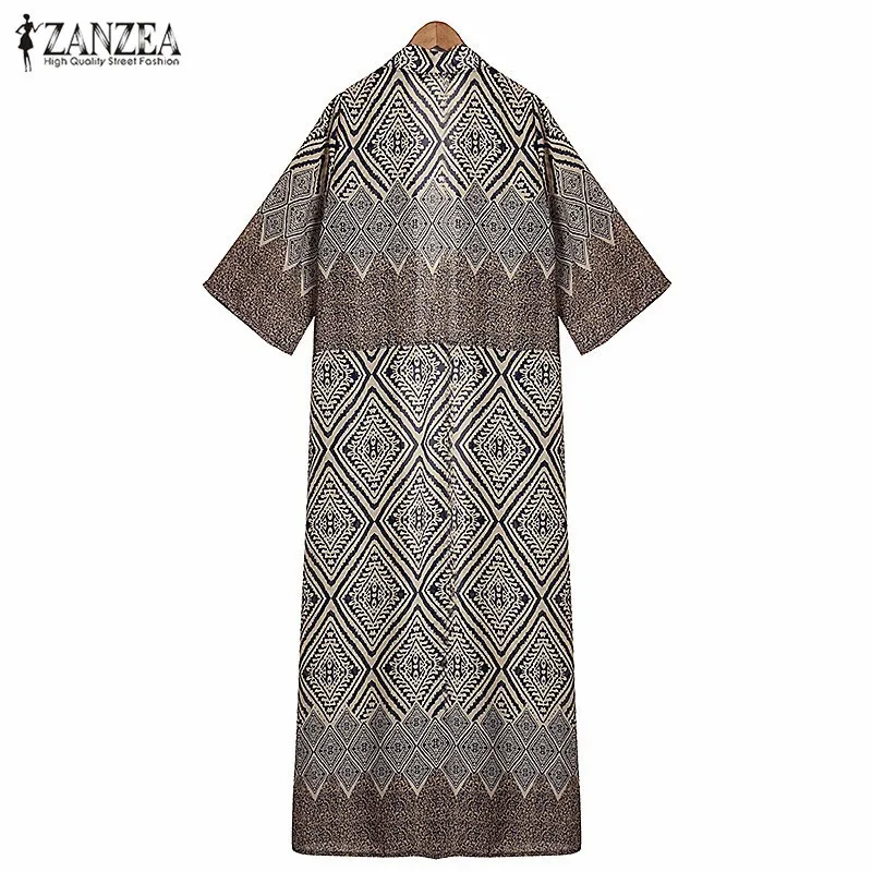 ZANZEA 2016 Boho Летняя женская блуза с принтом Топ свободный кимоно коротким рукавом