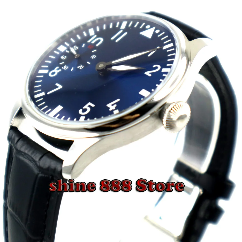 Мужские часы PARNIS светло синие с циферблатом 44 мм 6497 17 драгоценностей