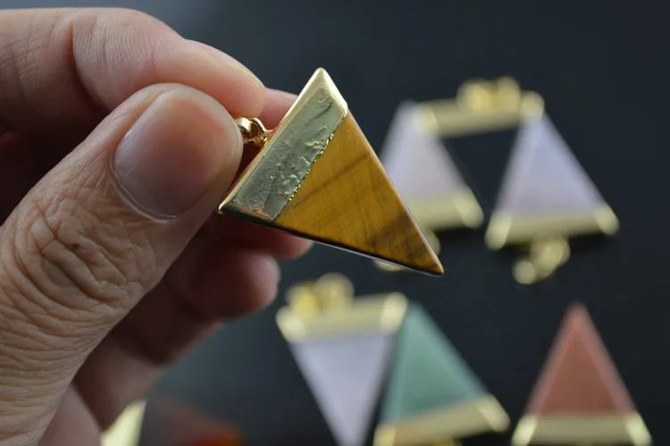 10 шт. треугольной формы натуральные полудрагоценные каменные подвески ожерелья