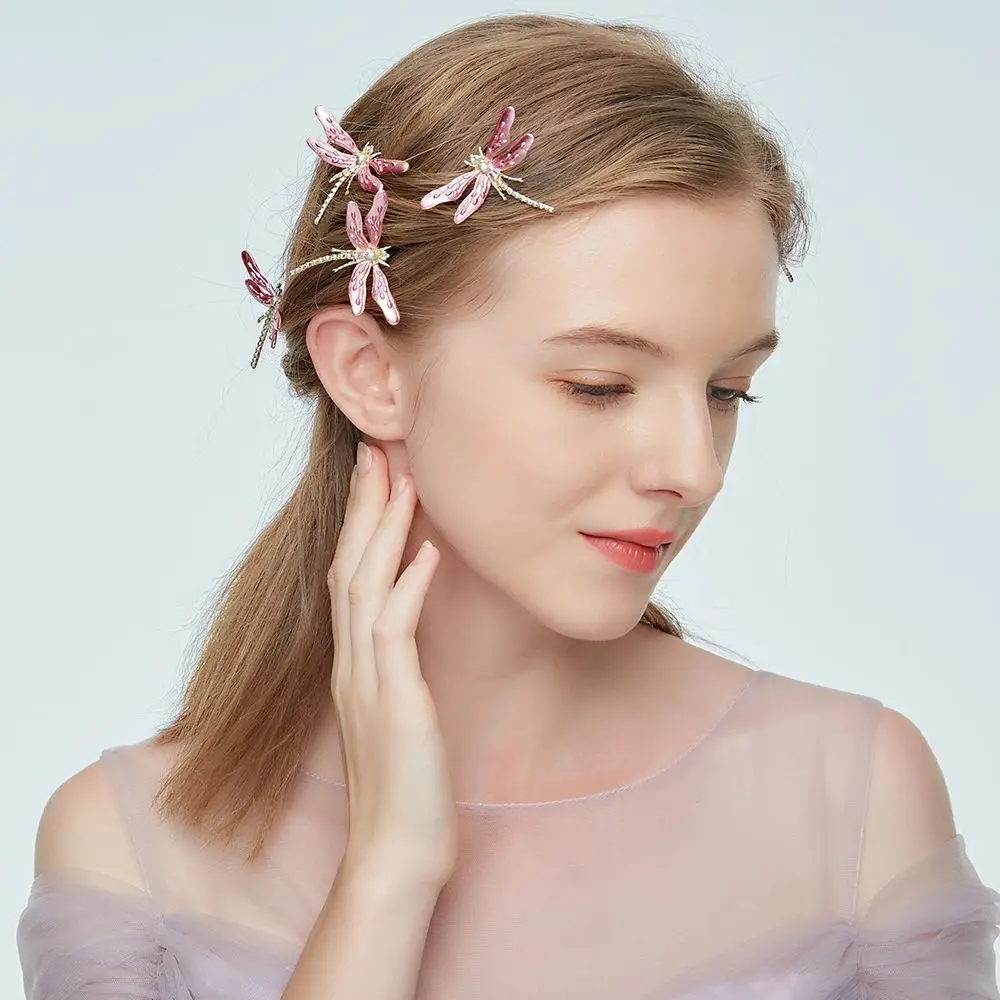 1 предмет Лидер продаж Золотой заколки Стрекоза прозрачный крылья стрекозы