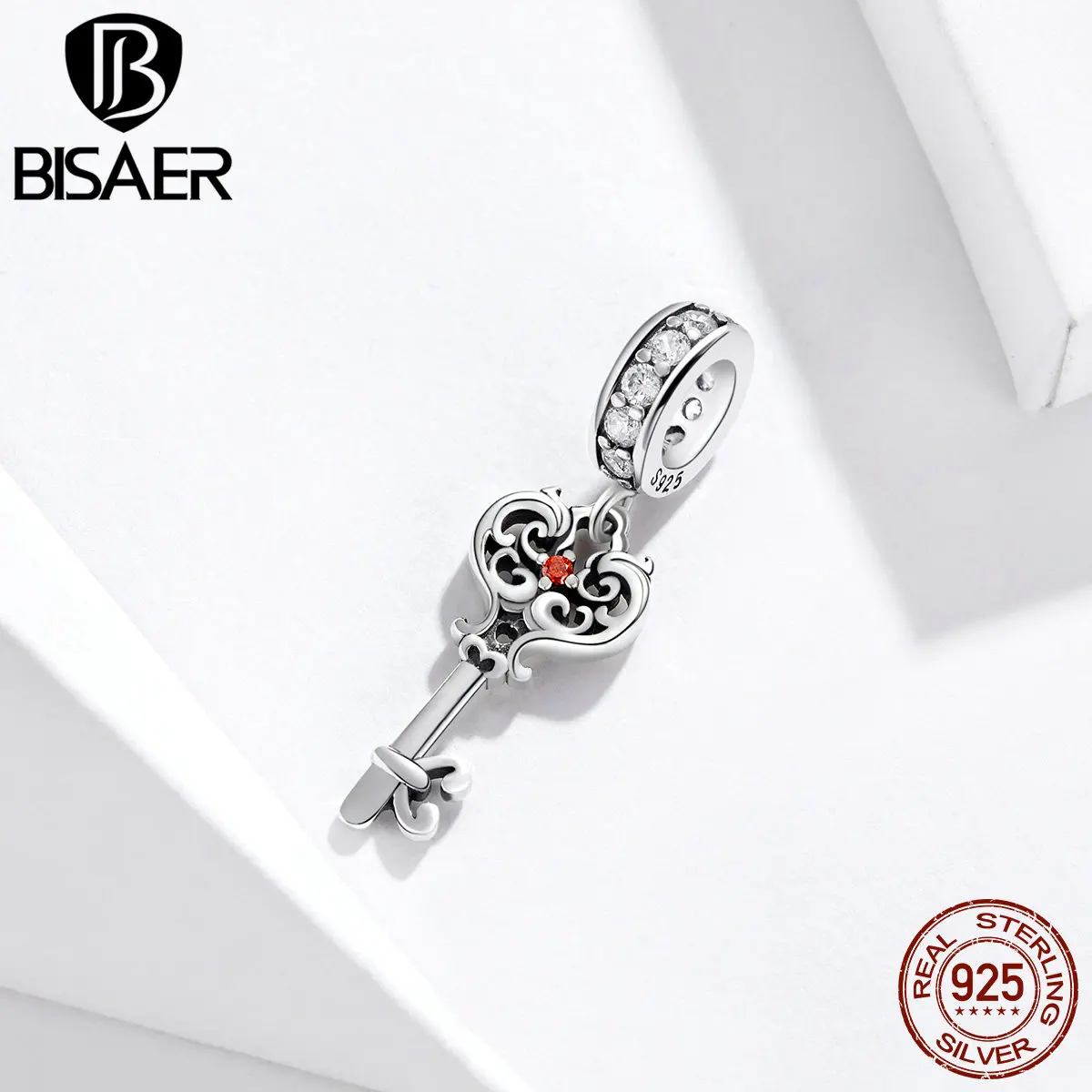 Подвеска брелок BISAER из серебра 925 пробы в форме сердца с бусинами ювелирное