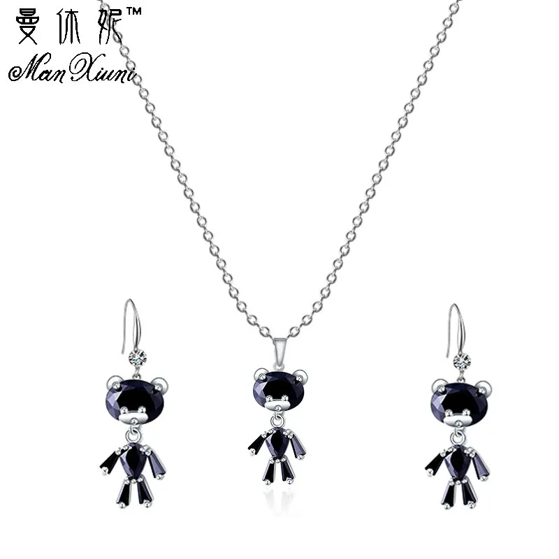 Dangle Earrings Blac Набор сережек, ювелирный набор, модный кубический циркон, подвеска, массивное ожерелье, свисающие серьги для женщин, CZ, свадебный ювелирный набор - Окраска металла: Dangle Earrings Blac
